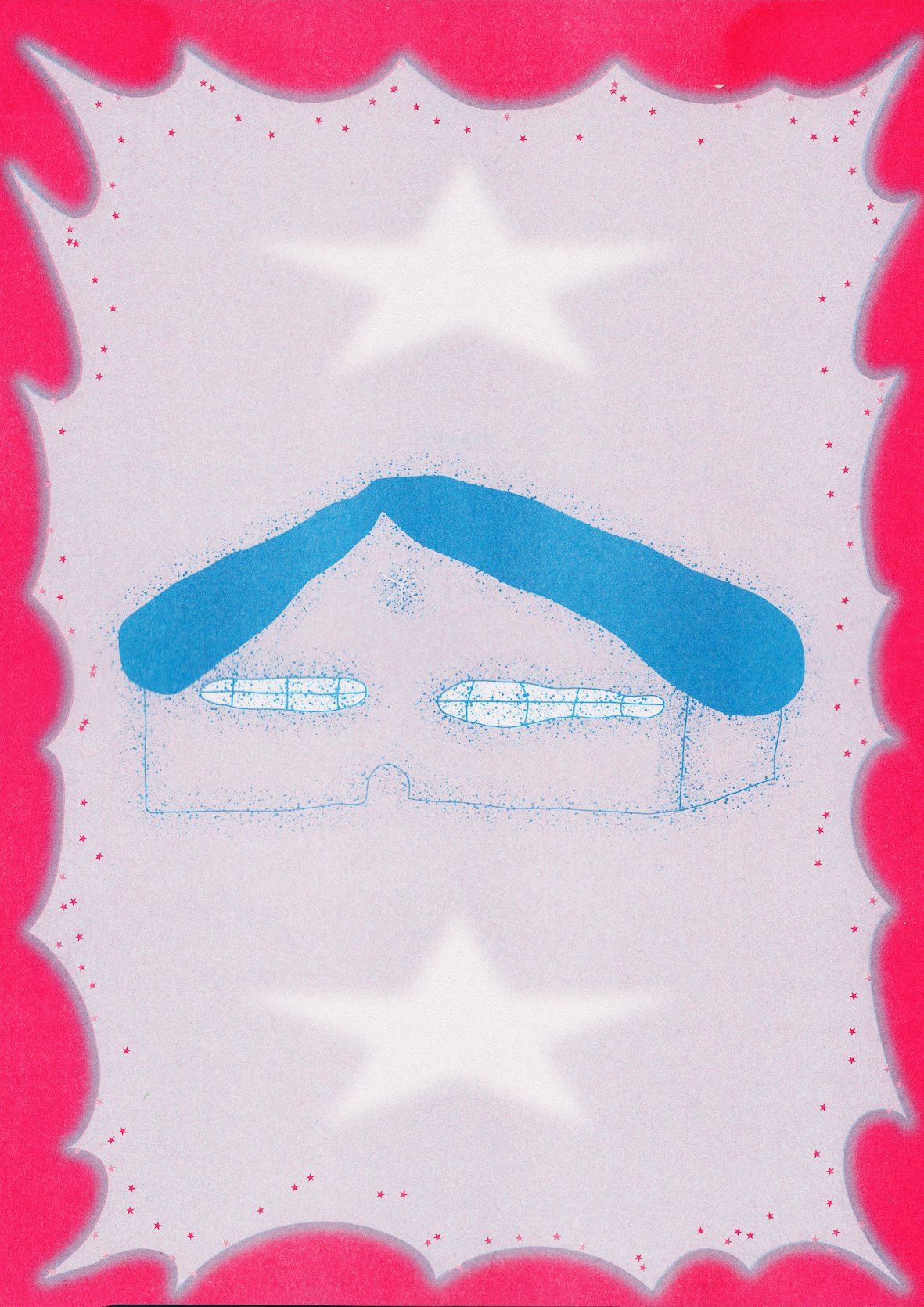 Fluo pink and red riso ink printed poster for the concert of Kaat van Stralen + Vieze Meisje